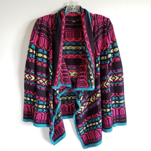 ASOS Neon Multi Aztec Tribal Drape Front Cardigan - Picture 1 of 6
